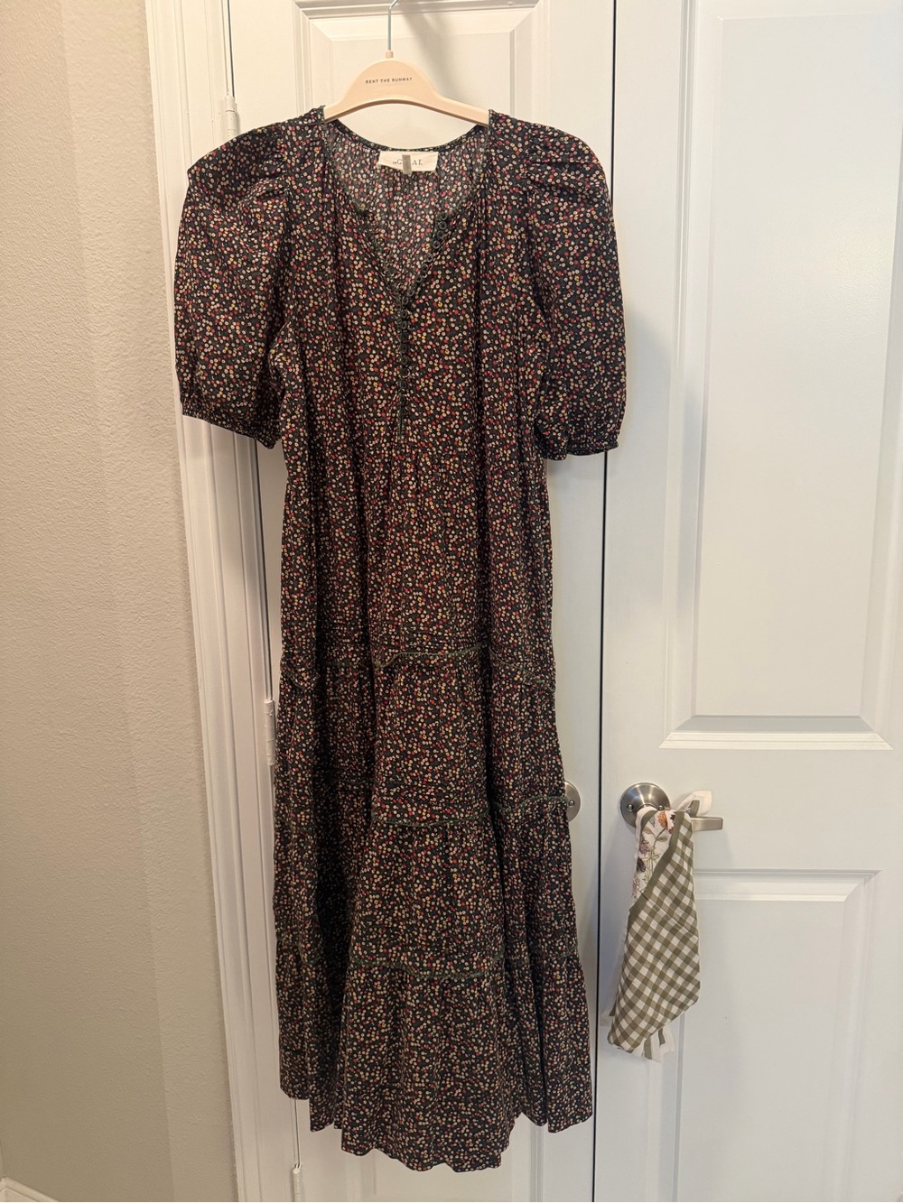 THE GREAT. Wildflower Whipstitch Midi Dress